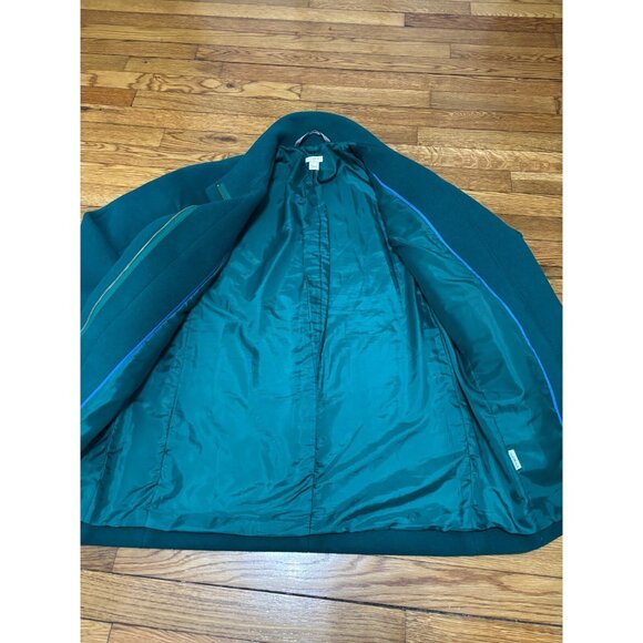 J. Crew Womens Peacoat Size 2 Emerald Green Wool Poly Dress Pea Coat Full Zip - Picture 6 of 8